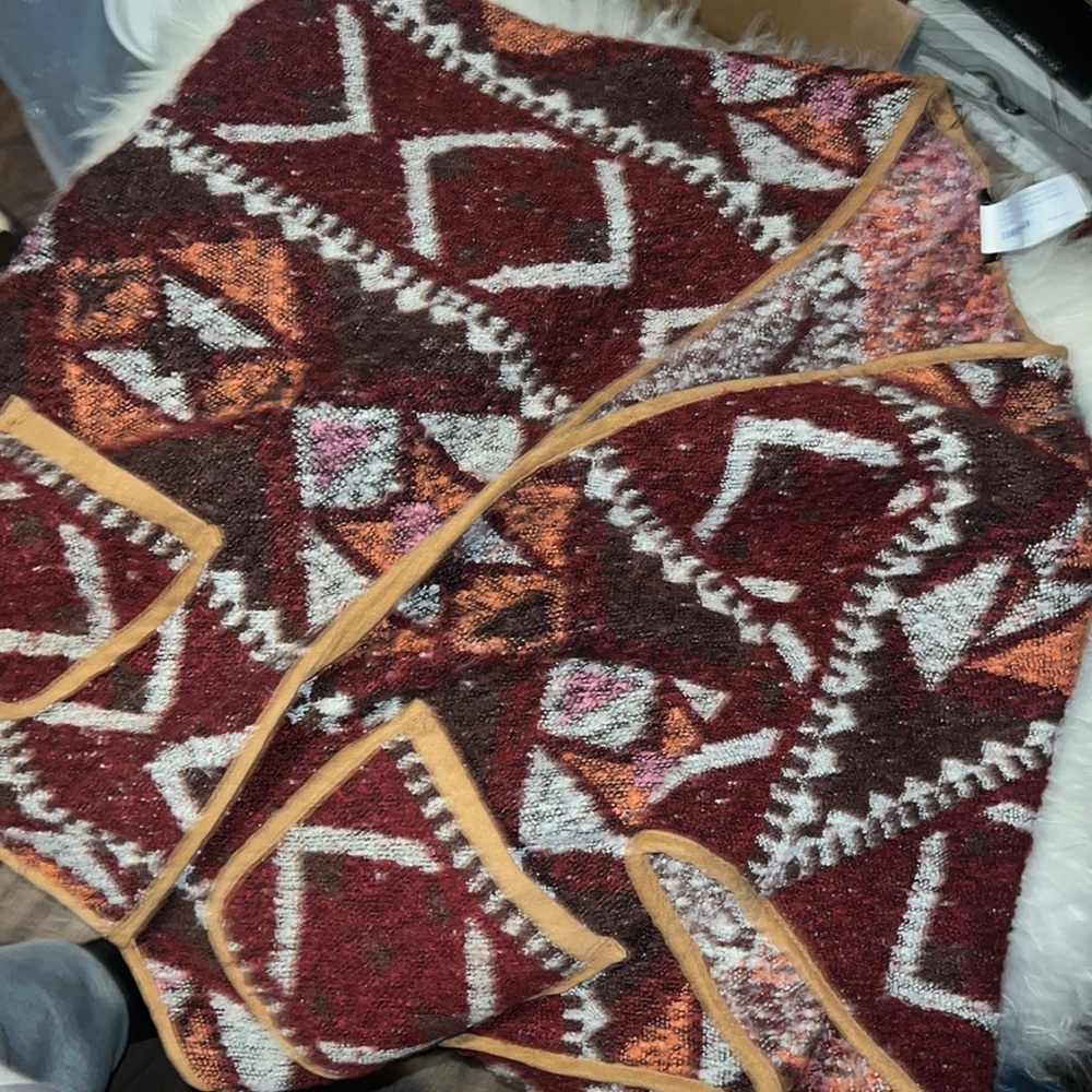 Aztec print poncho